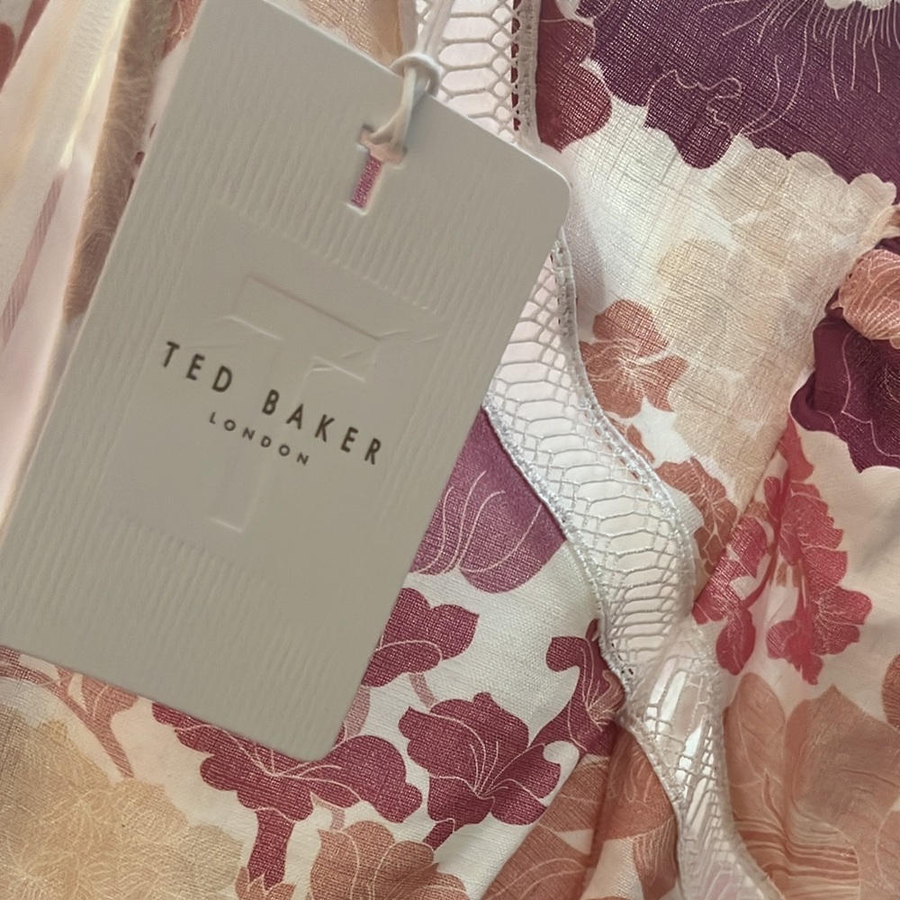 Ted Baker Denissa Floral Ladder Trim Midi Dress
Color: DUSKY PINK 
Size: 0 (2) - Picture 2 of 5